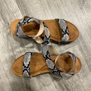 madden girl strappy snakeskin wedges